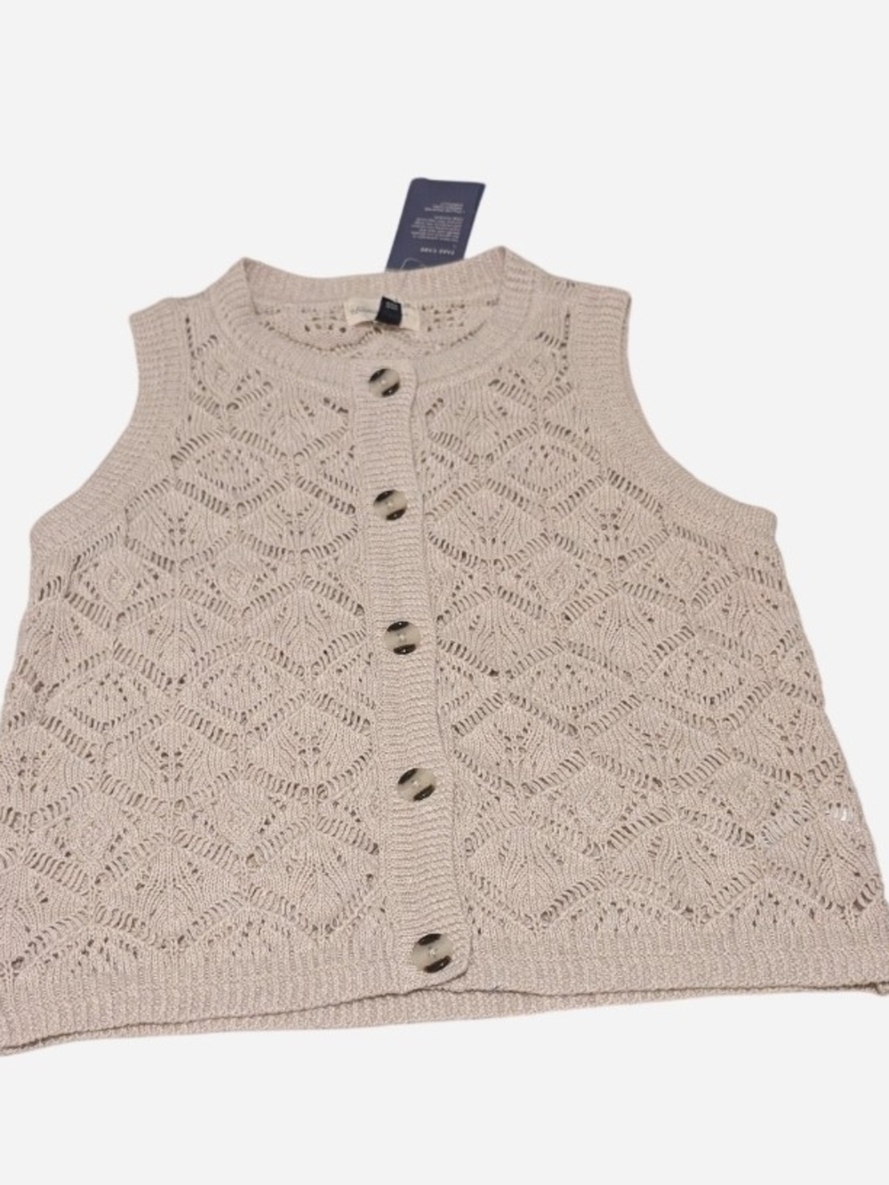 Universal Thread Cream Crochet Button-Front Knit Vest - Picture 2 of 7